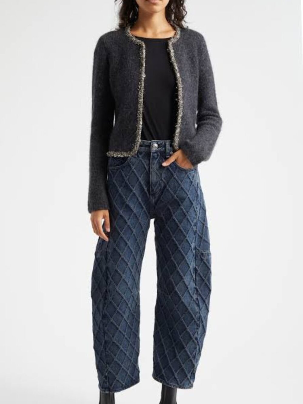 Rag & Bone Charlie high-rise quilt barrel jeans - Picture 5 of 8